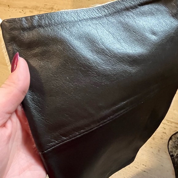 Genuine cow hide leather and fur handmade Christmas Stockings - Picture 12 of 15